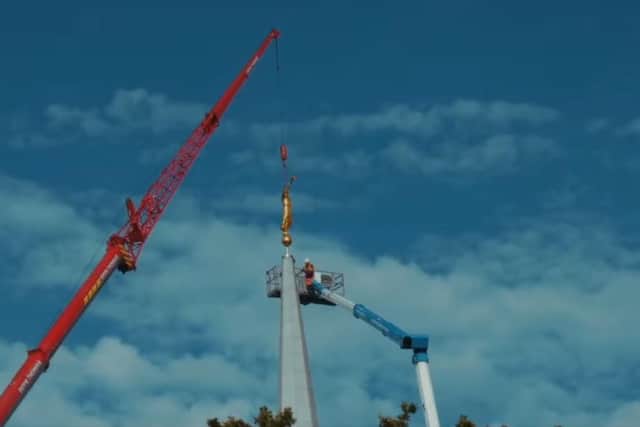 A giant crane and cherry picker arrived on Friday (October 8) to replace the statue of the angel Moroni which has stood on top of the 48m (159 ft) spire since the opening of the Preston England Temple in 1998