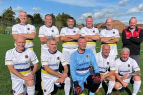A grand first season for the Garstang Over-50s walking football team.Team manager and goalkeeper Eamonn Watson is pictured front row (centre).