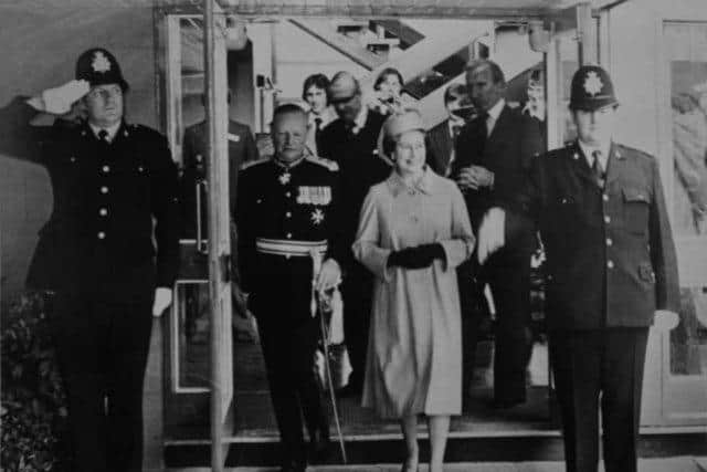 Bob (right) as Her Majesty The Queen visits Myerscough College in the 1980s.