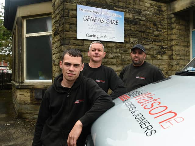 Mahmoud Khoulani, Callum Conlon and Chris Makinson of Austin Walker at the dementia day-care centre.