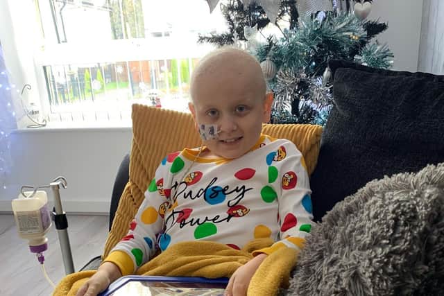 Still smiling at Christmas Declan is having chemotherapy to fight the cancer
