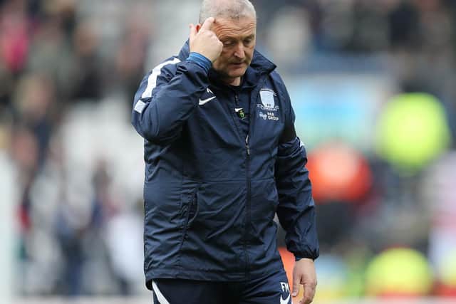 PNE head coach Frankie McAvoy at the final whistle
