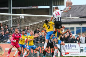 Jacob Blyth heads home Chorley's winner (photo:Stefan Willoughby)