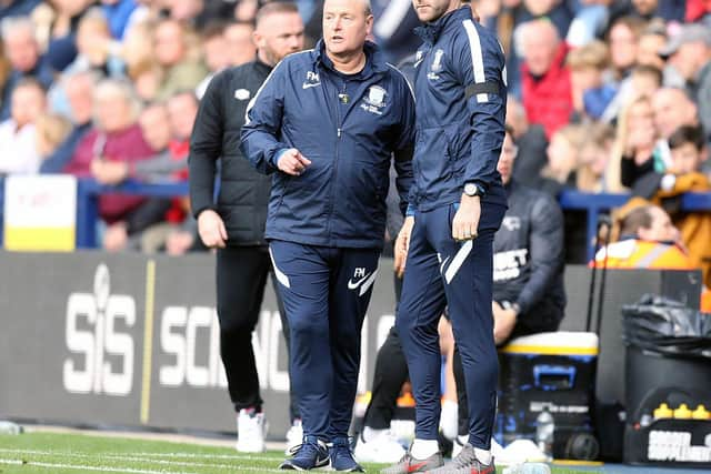 PNE boss Frankie McAvoy with coach Paul Gallagher