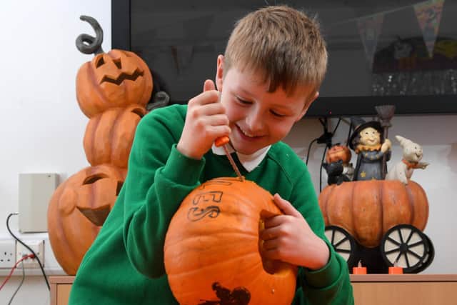 30 pumpkins were donated to the school by the famous Preston' business, Hot Potato Tram.