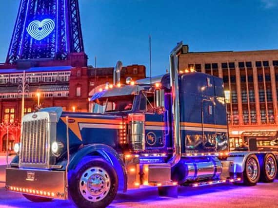 Driven by an illuminated one-of-a-kind Peterbilt owned by Fox Bros, the artwork Aqualux will be touring the streets of Blackpool tonight