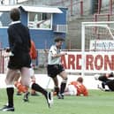 Tony Ellis completes his hat-trick for Preston North End against Blackpool in October 1992