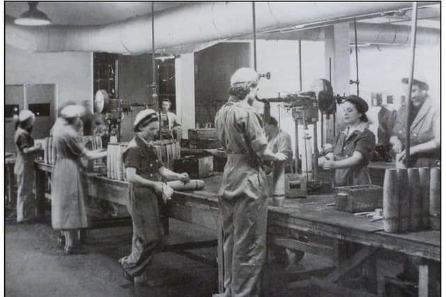 Women working in the munitions factory at Chorley during the war. Picture courtesy of Stuart Clewlow