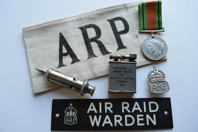 Artefacts belonging to Air Raid Precaution Wardens. Picture courtesy of Stuart Clewlow