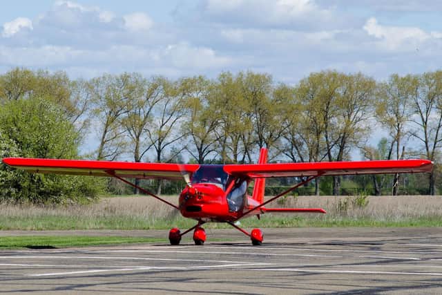 An Aeroprakt A-32 Vixxen crashed into a field near Rossall Airfield shortly after take-off. (Photo by Yuriy Novostavskyy)