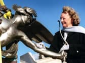 Doreen Lofthouse's dream became reality when the statue of Eros was mounted on its plinth ready for unveiling in 1999. The statue, which Doreen paid for, acts as a welcome to her hometown of Fleetwood, located as it is, in the middle of the roundabout on Amounderness Way