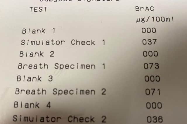 The suspect registered 94mg on a roadside breath test– nearly three times the legal limit