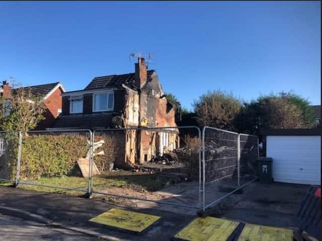 The blackened site in Kirkby Avenue where Carl Whalley's house stood.