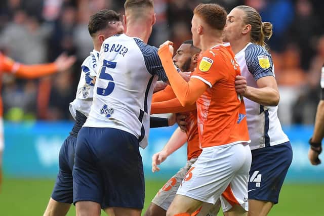 Tempers flare in stoppage-time of PNE's defeat at Blackpool