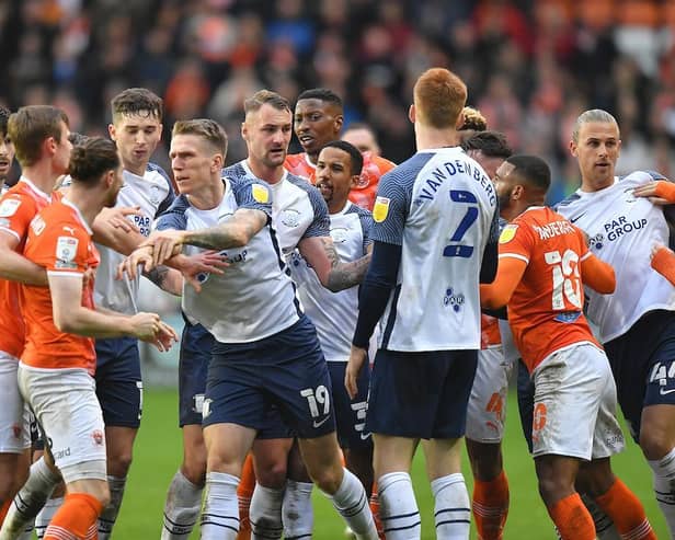 The two sets of players clashed towards the end of Saturday's derby