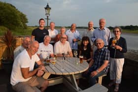 John Mleczek, seated centre in sunglasses, at a former TVR staff gathering organised by him at the Shard.