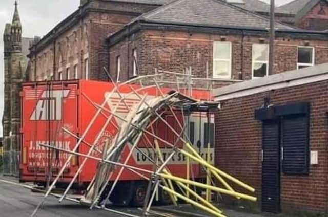 Preston Police have reopened St Mary's Street after a truck collided with scaffolding earlier this afternoon. Image: Graham Robinson
