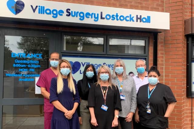The Health Management team outside the Village Surgery at Lostock Hall where the assault took place.