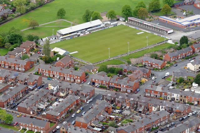 An aerial view of Pilling Lane, Chorley, with Chorley FC’s Victory Park ground behind. The road will be closed at its junction with Bolton Road to allow for work to upgrade cycle and pedestrian facilities