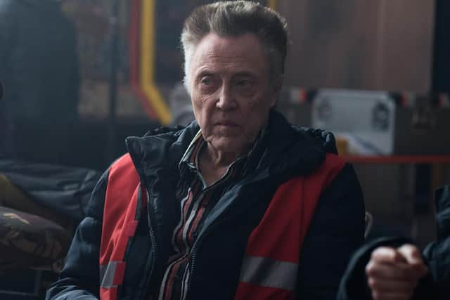 Oscar-winner Christopher Walken starred as reformed gangster Frank in the new BBC comedy drama The Outlaws, created by Stephen Merchant