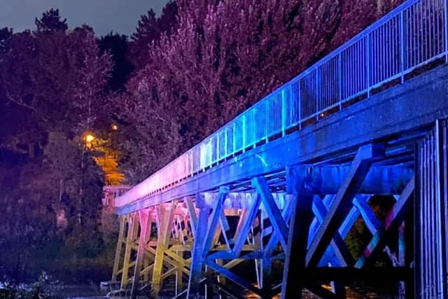 Preston's Old Tram Bridge has been shut since February 2019 and was specially lit up last month as part of a campaign to save it (image: CDS events)