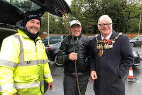 Mayor of Chorley, Coun Steve Holgate, gives away free trees to residents