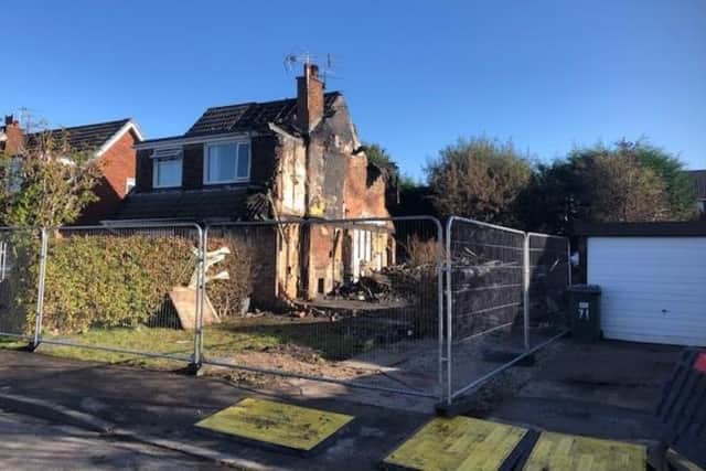 Nothing remains of the house in Kirkby Avenue following the explosion.
