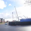 Steelwork is going up on the site of the former Royal Oak pub in Poulton