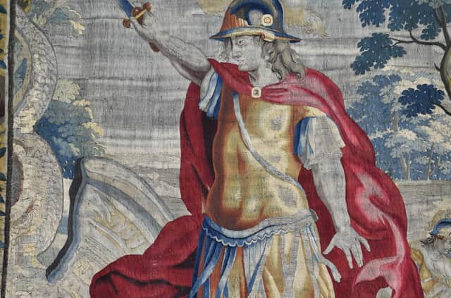 An image from one of the tapestries depicting the mythical story of Jason and the Golden Fleece at Astley Hall  - Copyright Textile Conservation Limited