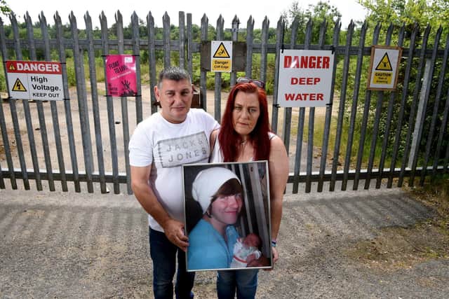 Rebecca and John Ramsay at the quarry where their 13 year old son Dylan died 11 years ago.
