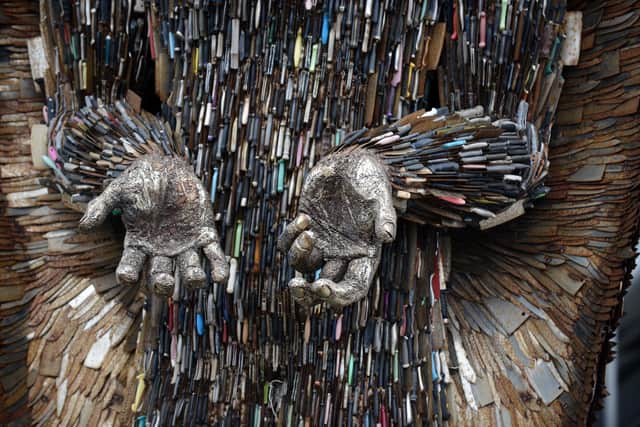 The Angel is made up of 100,000 seized knives and blades