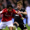 Forest’s Djed Spence (left) and Sheffield United’s Ben Osborn battle for the ball in Tuesday night’s 1-1 draw