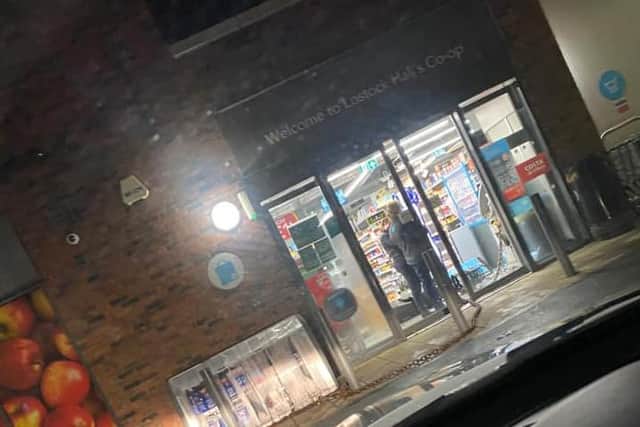 Thieves attached a metal chain to the freestanding ATM inside the Co-op store in Watkin Lane, Lostock Hall last night (Tuesday, November 2), before trying to drive away with it. Pic: Katie Skachill