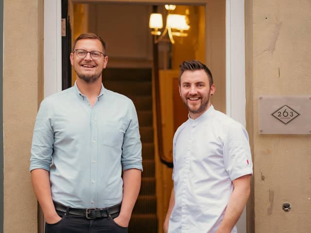 Mark O'Rourke and Executive Chef, Oli Martin outside 263 restaurant, Preston