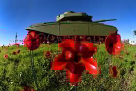 Leyland's famous Centurion Tank on a roundabout near the town has a carpet of poppies to honour our war heroes.