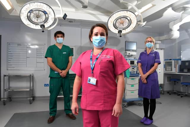 Dr James Wilson, Katie Tierney and Alison Brzezinski are making the finishing preparations ahead of the first patients arriving at Chorley and South Ribble Hospital's new suite of three theatres (all images: Neil Cross)