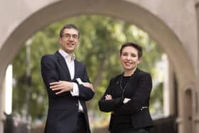 LONDON, ENGLAND - OCTOBER 01: Adrian Ramsay and Carla Denyer pose for a portrait on October 01, 2021 in London, England. Carla Denyer and Adrian Ramsay have been elected to replace Jonathan Bartley and Sian Berry as the Green Party Leaders. (Photo by Dan Kitwood/Getty Images)