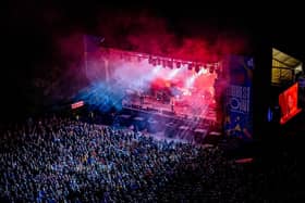 James performing to the crowds at the Highest Point Festival held at Williamson Park in Lancaster. Photo by Robin Zahler.