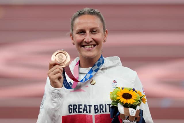 Holly Bradshaw with her Olympic bronze medal
