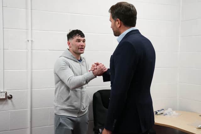 Scott Fitzgerald with Eddie Hearn after his last outing in May. Picture: Matchroom Boxing