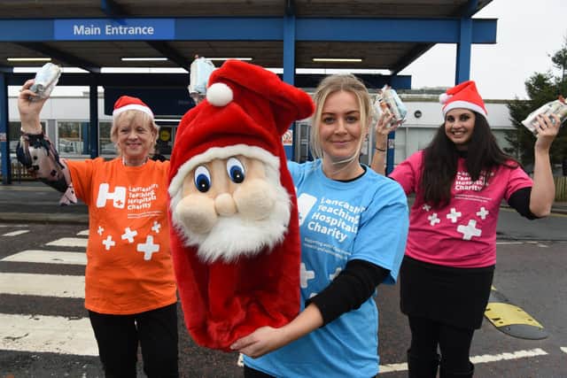 Fundraisers are hoping to give everyone in hospital on Christmas Day a present this year. Lesley Heatley, Roya Armstrong and Rebecca Arestidou