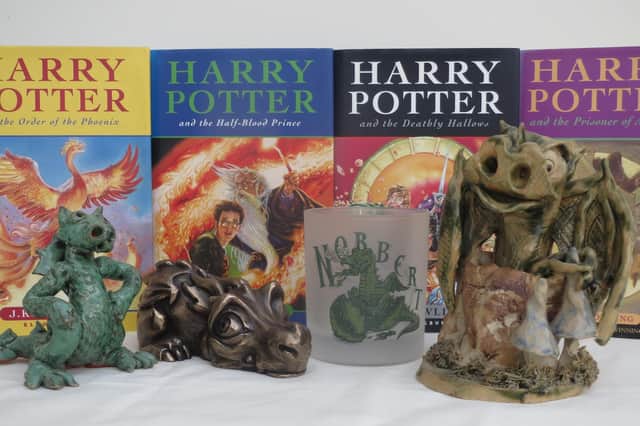 These Harry Potter books range from 4-10 pounds. We also have many porcelain, pottery and brass dragons
