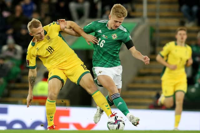 Ali McCann in action for Northern Ireland against Lithuania (photo: Getty Images)