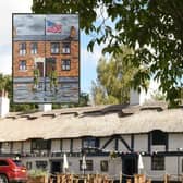 Ye Olde Hob Inn in Bamber Bridge and inset, Tom Cookson's artwork
