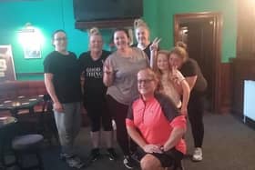 Danny with some his boot camp regulars at The Shakespeare pub in Padiham