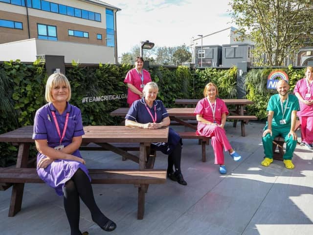 Critical care staff in the new garden