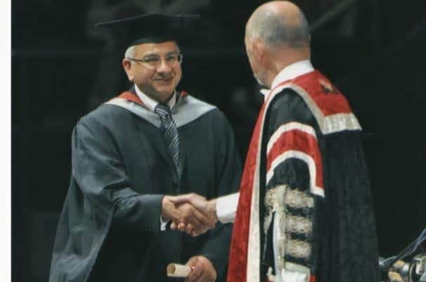 Saj after obtaining his second degree from UCLan