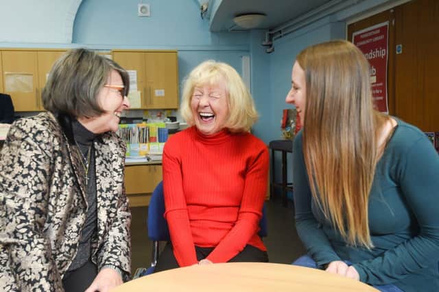 From left to right:  Friends For You founder Marjorie Hayward, Christine Owens of Talking Tables Penwortham and Nicola Rainford from Talking Tables Leyland (image: Dan Martino)