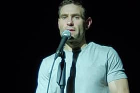 Simon Brodkin performing in Chorley