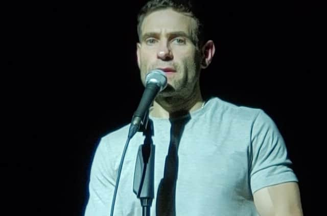 Simon Brodkin performing in Chorley